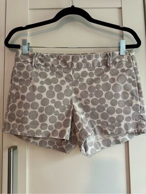 J. Crew Cream and Gray Polka Dot Stretch Shorts